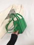 Litchi Embossed Square Bag Mini Double Handle Green