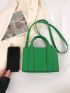 Litchi Embossed Square Bag Mini Double Handle Green