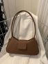 Minimalist Baguette Bag Medium Double Handle Brown