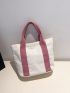 Colorblock Square Bag Small Double Handle Corduroy