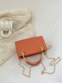 Mini Square Bag Elegant Double Handle Chain PU