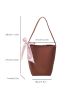 Twilly Scarf Decor Bucket Bag Brown