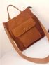 Minimalist Square Bag Medium Brown Corduroy