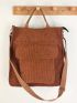 Minimalist Square Bag Medium Brown Corduroy