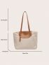 Letter Embossed Shopper Bag With Zipper