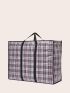 Plaid Travel Bag Oversized Contrast Binding Waterproof