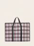 Plaid Travel Bag Oversized Contrast Binding Waterproof