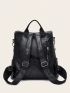 Two-way Zipper Backpack Purse, Oil Wax Artificial Leather Shoulder Bag, Large Capacity Travel Bag With Bag Charm