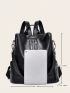 Two-way Zipper Backpack Purse, Oil Wax Artificial Leather Shoulder Bag, Large Capacity Travel Bag With Bag Charm