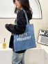 Letter Graphic Shopper Bag Preppy