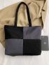 Two Tone Shoulder Tote Bag Large Capacity