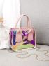 2023 New Colorful Transparent Bag Fashion Bag 2-Piece Pink Bag