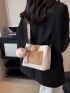 Mini Bucket Bag Colorblock Adjustable Strap With Bag Charm For Daily