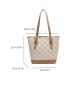 Quilted Shoulder Tote Bag Colorblock Buckle Decor For Work