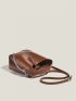 Brown Bucket Bag Chain Decor Top Handle For Work