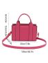 Litchi Embossed Square Bag Hot Pink Double Handle