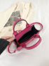 Litchi Embossed Square Bag Hot Pink Double Handle