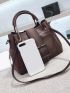 Mini Square Bag Brown Double Handle For Daily