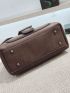 Mini Square Bag Brown Double Handle For Daily