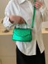 Mini Crocodile Embossed Square Bag Green Fashionable Adjustable Strap For Daily