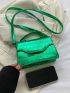 Mini Crocodile Embossed Square Bag Green Fashionable Adjustable Strap For Daily