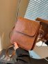 Mini Square Bag Brown Elegant Flap For Work