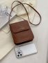 Mini Square Bag Brown Elegant Flap For Work