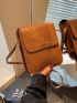 Mini Square Bag Brown Elegant Flap For Work