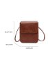 Mini Square Bag Brown Elegant Flap For Work