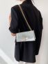 Small Square Bag Black Crocodile Embossed Flap Chain Strap For Daily