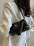 Medium Shoulder Bag Crocodile Embossed Chain Decor