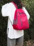 Neon Pink Laptop Backpack Zip Front Foldable