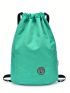 Letter Patch Decor Drawstring Backpack Medium Green