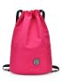 Letter Patch Decor Drawstring Backpack Medium Neon Pink