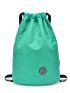 Letter Patch Decor Drawstring Backpack Medium Green