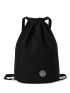 Letter Patch Decor Drawstring Backpack Medium Black