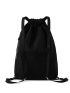 Letter Patch Decor Drawstring Backpack Medium Black