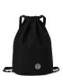 Letter Patch Decor Drawstring Backpack Medium Black