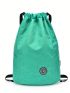 Letter Patch Decor Drawstring Backpack Medium Green