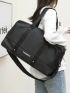 Letter Graphic Travel Bag Double Handle Black Gym Bag