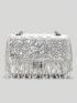 Rhinestone Decor Square Bag Mini Flap For Party