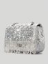 Rhinestone Decor Square Bag Mini Flap For Party