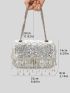 Rhinestone Decor Square Bag Mini Flap For Party