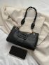 Crocodile Embossed Baguette Bag Small Black