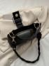 Crocodile Embossed Baguette Bag Small Black