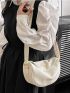 Litchi Embossed Hobo Bag Medium White