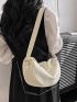 Litchi Embossed Hobo Bag Medium White