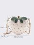 Mini Studded Decor Strawberry Design Novelty Bag