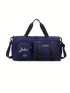 Letter Graphic Travel Bag Double Handle For Gym