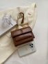 Mini Square Bag Flap Solid Brown Chain Strap